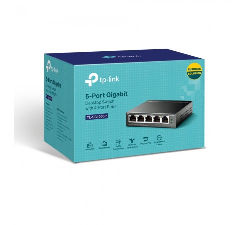 PoE-комутатор TP-Link TL-SG1005P 5-портовий з 4 PoE+ портами некерований PoE-комутатор TP-Link TL-SG1005P 5-портовий з 4 PoE+ портами некерований