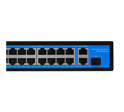 Некерований 19-портовий PoE-комутатор +2*GE+1*GF Ewind EW-S1919CF-AP з 16 портами PoE Некерований 19-портовий PoE-комутатор +2*GE+1*GF Ewind EW-S1919CF-AP з 16 портами PoE