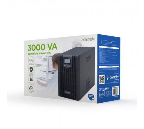 Джерело безперебійного живлення EnerGenie EG-UPS-PS3000-01 3000ВА / 2400Вт лінійно-інтерактивне з правильною синусоїдою Джерело безперебійного живлення EnerGenie EG-UPS-PS3000-01 3000ВА / 2400Вт лінійно-інтерактивне з правильною синусоїдою