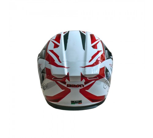 Мотошолом інтеграл Beon B-503 SINGLE VISOR ANGLE TEAR SHINY WHITE/RED (глянець білий/червоний), розмір XL Мотошолом інтеграл Beon B-503 SINGLE VISOR ANGLE TEAR SHINY WHITE/RED (глянець білий/червоний), розмір XL