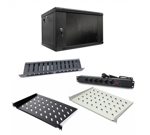 Комплект: Шафа серверна SteelNet 7U 600 x 400 черный + Блок розеток 1U 19" на 6 розеток з вимикачем + Організатор кабелю перфорований із кришкою 19" + Полиця консольна CMS UA-SHC300G + Полиця консольна CMS UA-SHC300B Комплект: Шафа серверна SteelNet 7U 600 x 400 черный + Блок розеток 1U 19" на 6 розеток з вимикачем + Організатор кабелю перфорований із кришкою 19" + Полиця консольна CMS UA-SHC300G + Полиця консольна CMS UA-SHC300B