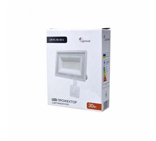 Прожектор світлодіодний Lightwell LW-FL-W-20-S 20 W з датчиком руху Прожектор світлодіодний Lightwell LW-FL-W-20-S 20 W з датчиком руху