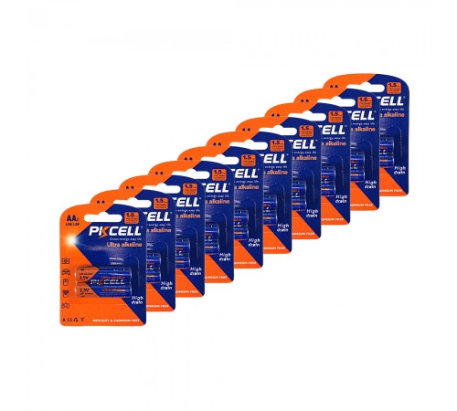 Комплект з 20 батарейок PKCELL Ultra Alkaline AA LR6 1.5V по 2шт./блістер Комплект з 20 батарейок PKCELL Ultra Alkaline AA LR6 1.5V по 2шт./блістер