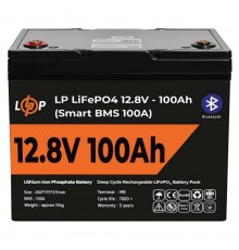 Акумулятор LP LiFePO4 12V (12,8V) - 100 Ah (1280Wh) (Smart BMS 100А) з BT пластик