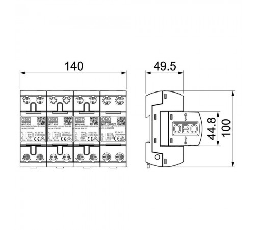Обмежувач перенапруг OBO Bettermann MCD 50-B 3+1 (5096879)
