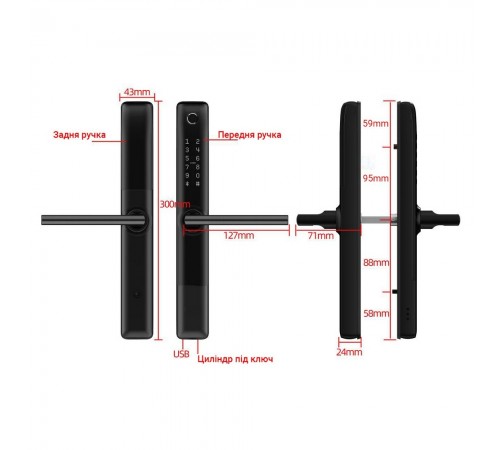 Розумний дверний біометричний замок SEVEN LOCK SL-7762BF black (врізна частина 3585) Розумний дверний біометричний замок SEVEN LOCK SL-7762BF black (врізна частина 3585)