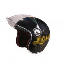 Мотошолом відкритий Beon B-108A ABS LOVE SHINY BLACK/GOLD (глянець чорний/золотий), розмір XXL
