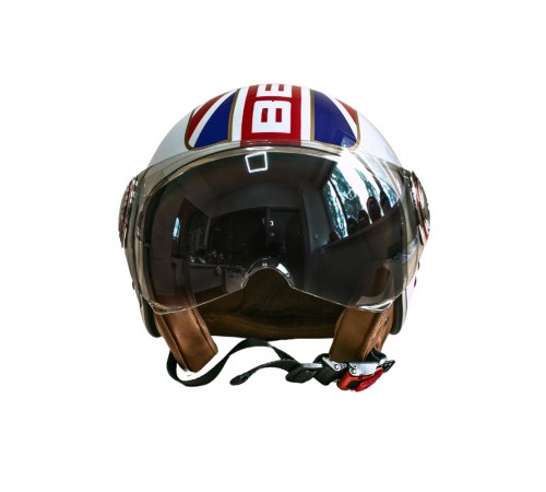 Мотошолом відкритий Beon B-110B FLAG SHINY WHITE/RED/BLUE (глянець білий/червоний/синій), розмір L Мотошолом відкритий Beon B-110B FLAG SHINY WHITE/RED/BLUE (глянець білий/червоний/синій), розмір L