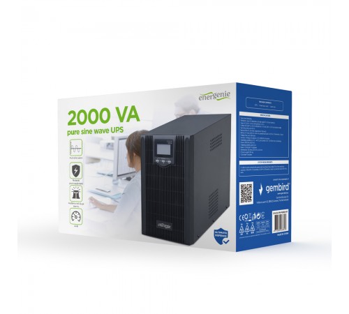 Джерело безперебійного живлення EnerGenie EG-UPS-PS2000-01 2000ВА / 1600Вт лінійно-інтерактивне з правильною синусоїдою Джерело безперебійного живлення EnerGenie EG-UPS-PS2000-01 2000ВА / 1600Вт лінійно-інтерактивне з правильною синусоїдою