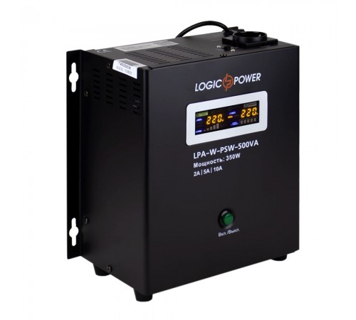 Джерело безперебійного живлення Logicpower LPA-W-PSW-500VA+ (350 Вт) 2 A / 5 A / 10 A з правильною синусоїдою Джерело безперебійного живлення Logicpower LPA-W-PSW-500VA+ (350 Вт) 2 A / 5 A / 10 A з правильною синусоїдою