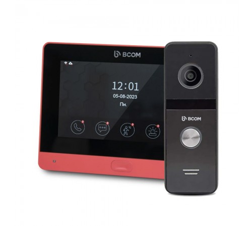 Комплект Wi-Fi відеодомофонa 7" BCOM BD-760FHD/T Red з підтримкою Tuya Smart + BT-400FHD Black Комплект Wi-Fi відеодомофонa 7" BCOM BD-760FHD/T Red з підтримкою Tuya Smart + BT-400FHD Black
