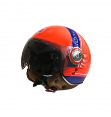 Мотошолом відкритий Beon B-110B CIRCLE SHINY ORANGE/WHITE/BLUE (глянець помаранчевий/білий/синій), розмір L