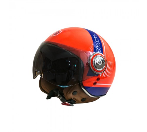 Мотошолом відкритий Beon B-110B CIRCLE SHINY ORANGE/WHITE/BLUE (глянець помаранчевий/білий/синій), розмір L Мотошолом відкритий Beon B-110B CIRCLE SHINY ORANGE/WHITE/BLUE (глянець помаранчевий/білий/синій), розмір L