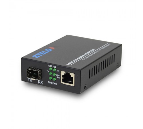 Медiаконвертер STELS 10/100/1000-TX RJ45 + 100/1000-FX SFP-слот Медiаконвертер STELS 10/100/1000-TX RJ45 + 100/1000-FX SFP-слот