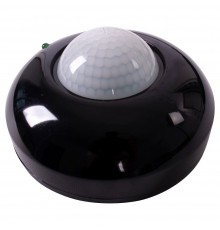 Датчик руху інфрачервоний стельовий e.sensor.pir.07.black (чорний), 360°, IP20