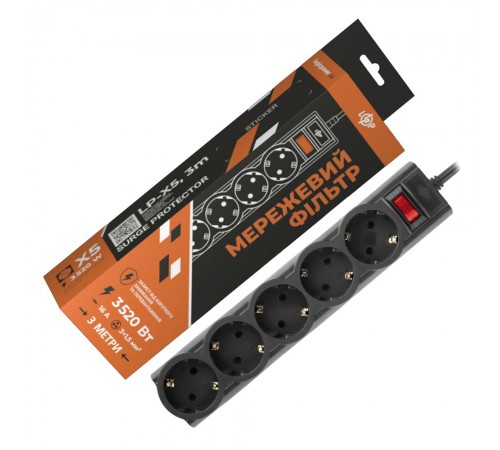Мережевий фільтр PREMIUM LP-X5 3 м Black (3520Вт) Мережевий фільтр PREMIUM LP-X5 3 м Black (3520Вт)